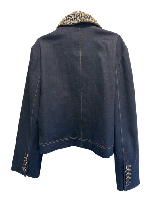 Veronica Beard Size XS/S Dark Wash Cotton Button Front Embellished Jacket Dark Wash / XS/S