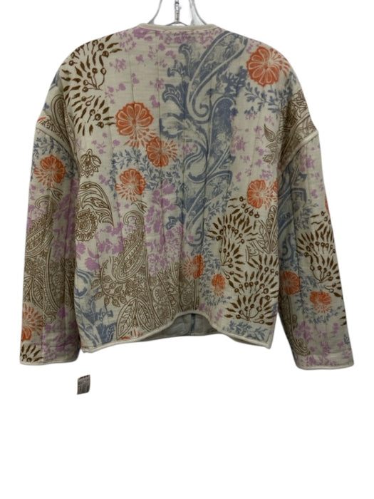 IF Only Studio Size S Cream & Multi Cotton Button Front Front Pockets Jacket Cream & Multi / S
