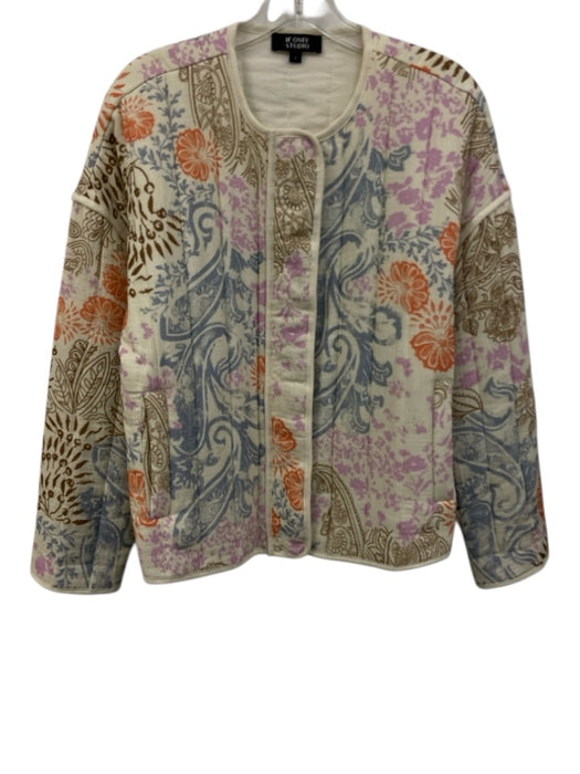IF Only Studio Size S Cream & Multi Cotton Button Front Front Pockets Jacket Cream & Multi / S