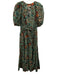 Ulla Johnson Size 4 Green & Multi Cotton Split V Neck Drawstring Waist Dress Green & Multi / 4