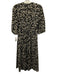 Ba&sh Size 0 Black & Cream Polyester V Neck Pleated All Over Print Midi Dress Black & Cream / 0