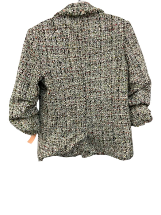 5a7 Cinq a Sept Size 0 Multicolor Polyester & Acrylic Tweed Ruched Sleeve Jacket Multicolor / 0