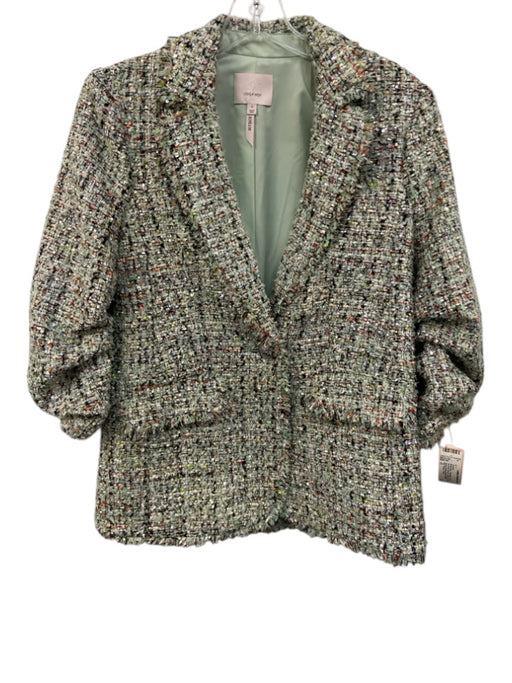 5a7 Cinq a Sept Size 0 Multicolor Polyester & Acrylic Tweed Ruched Sleeve Jacket Multicolor / 0