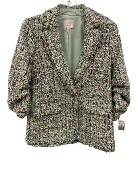 5a7 Cinq a Sept Size 0 Multicolor Polyester & Acrylic Tweed Ruched Sleeve Jacket Multicolor / 0