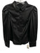 Alice + Olivia Size M Black Faux Leather Long Sleeve Button Up Puff Sleeve Top Black / M