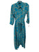 Pinotti Size XS Teal & Blush Silk Botanical Print Button Up Dress Teal & Blush / XS