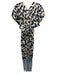 A.L.C. Size 2 White & Multi Viscose Back Zip V Neck Leopard Print Dress White & Multi / 2