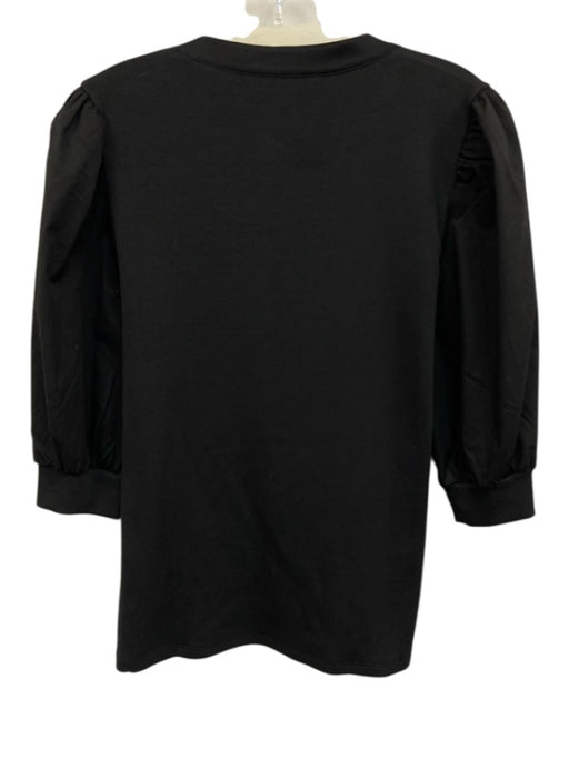 Veronica Beard Size XS/S Black Pima Cotton Split V Neck Top Black / XS/S