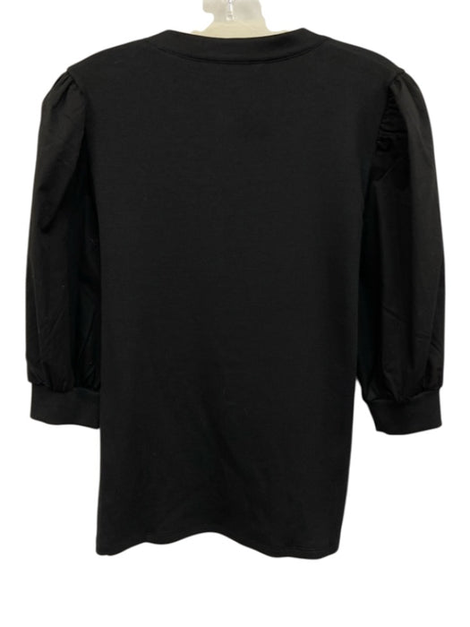 Veronica Beard Size XS/S Black Pima Cotton Split V Neck Top Black / XS/S