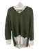 Brochu Walker Size XS Green & White Wool & Cashmere V Neck Collared Sweater Green & White / XS