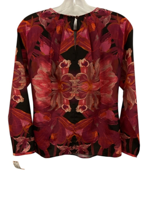 Ted Baker Size 1 Pink Polyester Inverted Pleats Floral Print Top Pink / 1