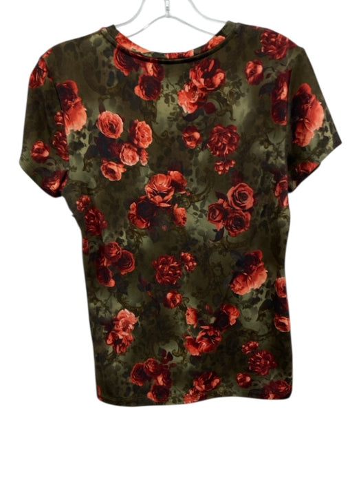 L'agence Size S Green & Multi Rayon floral print Short Sleeve Top Green & Multi / S