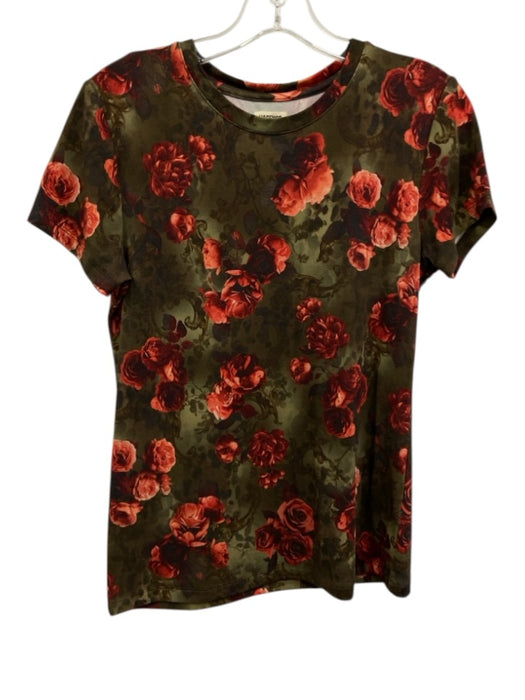 L'agence Size S Green & Multi Rayon floral print Short Sleeve Top Green & Multi / S
