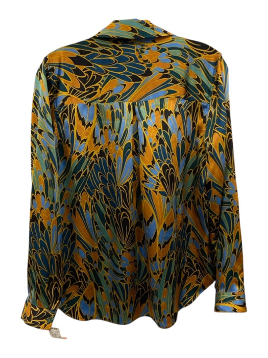 L'agence Size S Multicolor Silk Button Up Long Sleeve All Over Print Top Multicolor / S