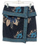 Farm Rio Size 26 Black & Blue Cotton floral print Faux Wrap Mini Skirt Black & Blue / 26