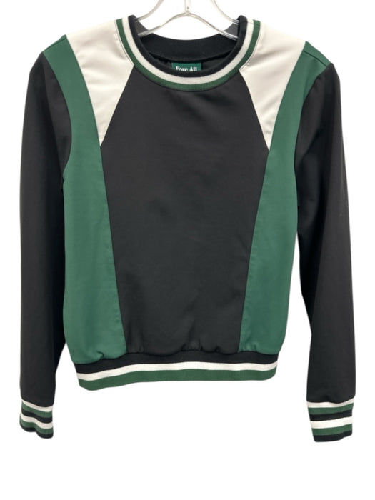 Fore All Size Small Black & Green Polyester Blend Stripe Detail Long Sleeve Top Black & Green / Small