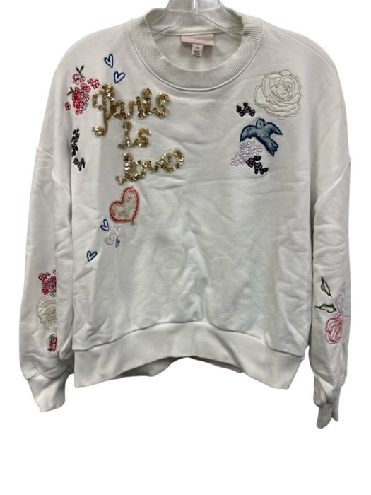 5a7 Cinq a Sept Size XS White & Multi Cotton Blend Long Sleeve Sweatshirt White & Multi / XS
