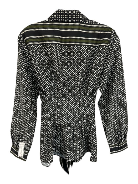 Shoshanna Size Small Black, Green, White Polyester Abstract Button Down Top Black, Green, White / Small
