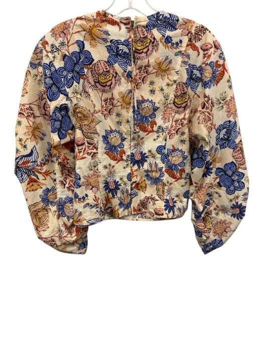 Ulla Johnson Size 2 Cream, Orange &  Mustard Cotton Floral Long Sleeve Top Cream, Orange &  Mustard / 2