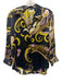 L'agence Size Small Black, Green, Purple Silk Abstract Button Down Top Black, Green, Purple / Small