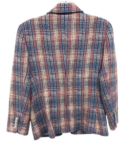 Derek Lam 10 Crosby Size 6 Blue, Pink, White Cotton Blend Boucle Plaid Jacket Blue, Pink, White / 6