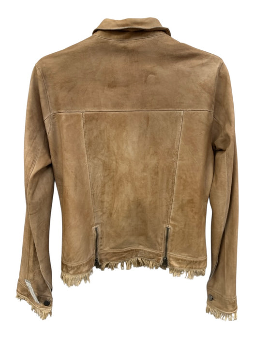JKTNYC Size Medium Tan Beige Leather Buttons Distressed Jacket Tan Beige / Medium