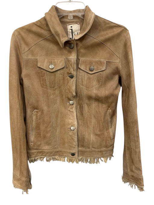 JKTNYC Size Medium Tan Beige Leather Buttons Distressed Jacket Tan Beige / Medium