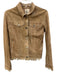 JKTNYC Size Medium Tan Beige Leather Buttons Distressed Jacket Tan Beige / Medium