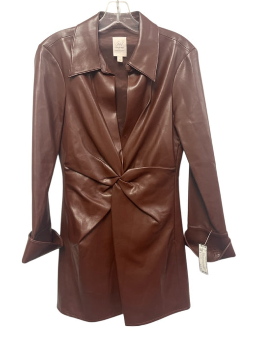 5a7 Cinq a Sept Size 6 Maroon Brown Viscose Polyurethane Long Sleeve Dress Maroon Brown / 6