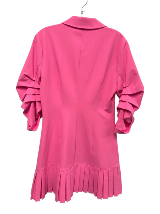 5a7 Cinq a Sept Size 4 Neon Pink Polyester Blend Pleated Button Down Dress Neon Pink / 4