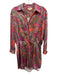 L'agence Size 4 Orange, Pink, Green Polyester Paisley Button Down Collared Dress Orange, Pink, Green / 4
