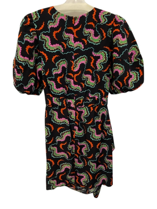 Rhode Size 4 Navy & Multi print Viscose Abstract Short Puff Sleeve Dress Navy & Multi print / 4