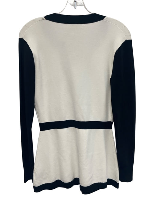 L'agence Size Small White & Black Rayon Blend Gold Buttons Color Block Cardigan White & Black / Small