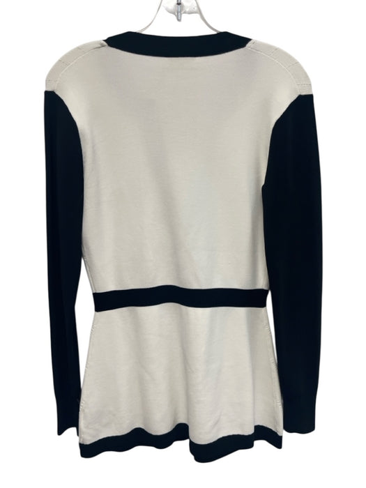 L'agence Size Small White & Black Rayon Blend Gold Buttons Color Block Cardigan White & Black / Small