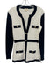 L'agence Size Small White & Black Rayon Blend Gold Buttons Color Block Cardigan White & Black / Small