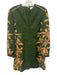 Anna Cate Size XS Green Print Cotton Blend Floral Button Down Long Sleeve Dress Green Print / XS
