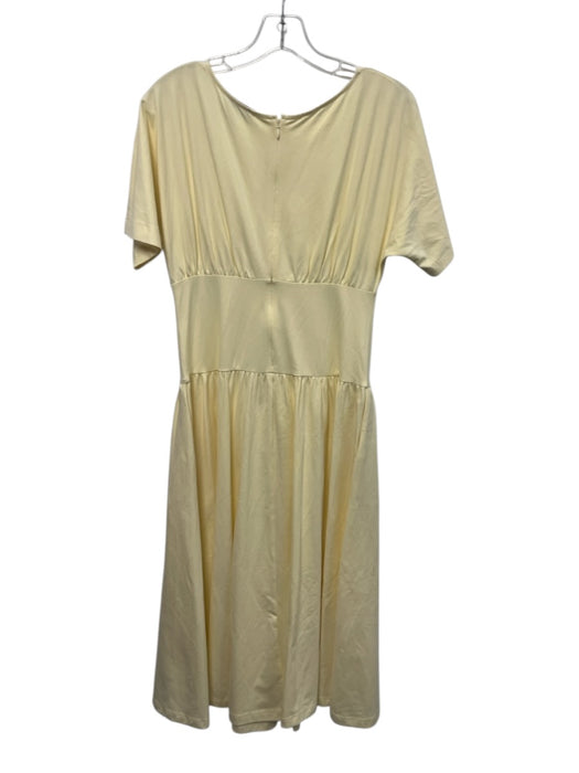 COS Size Small Pastel Yellow Cotton Blend Short Sleeve Back Zip Midi Dress Pastel Yellow / Small