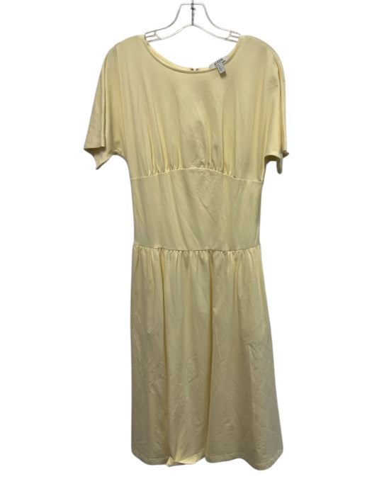 COS Size Small Pastel Yellow Cotton Blend Short Sleeve Back Zip Midi Dress Pastel Yellow / Small