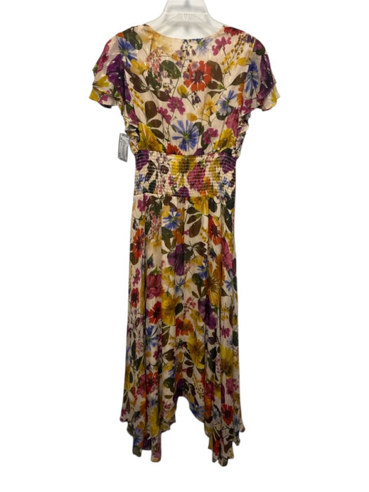 Shoshanna Size 4 Pink, Orange, multi Viscose Blend Floral Gold Thread Maxi Dress Pink, Orange, multi / 4