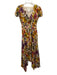 Shoshanna Size 4 Pink, Orange, multi Viscose Blend Floral Gold Thread Maxi Dress Pink, Orange, multi / 4