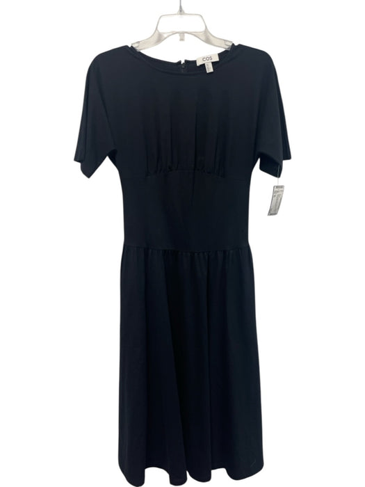 COS Size XS Black Cotton Blend Half Sleeve Back Zip Midi Maxi Dress Black / XS
