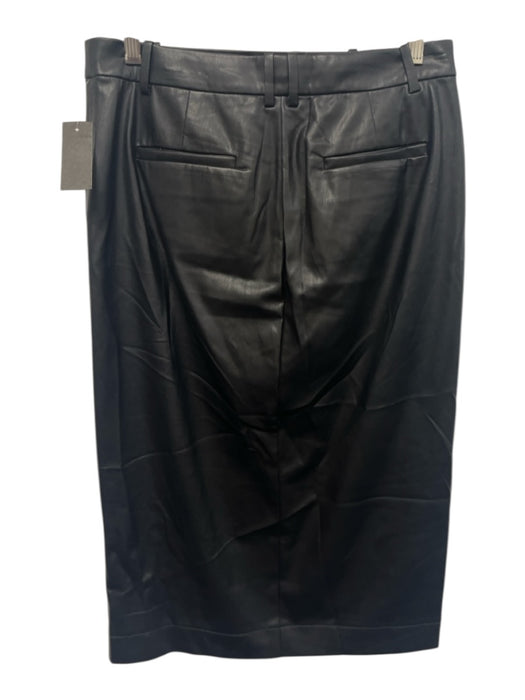 J Crew Size 6 Black Polyurethane Faux Leather Midi Front Slit Skirt Black / 6