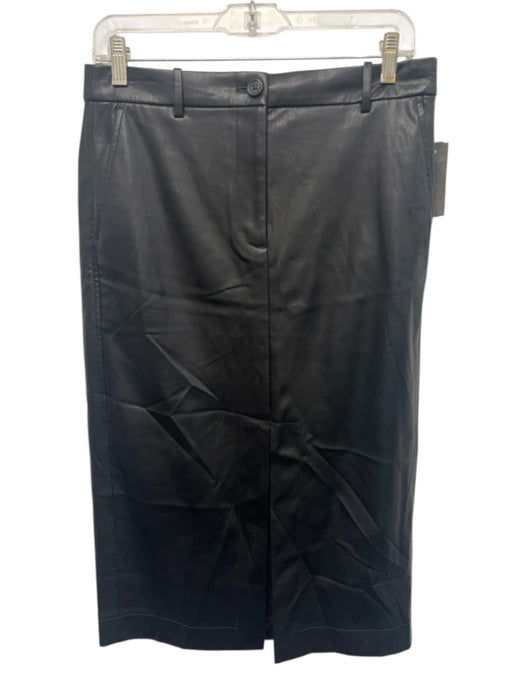 J Crew Size 6 Black Polyurethane Faux Leather Midi Front Slit Skirt Black / 6