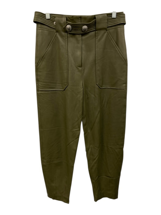 Veronica Beard Size 6 Olive Green Polyurethane Faux Leather Barrel Leg Pants Olive Green / 6