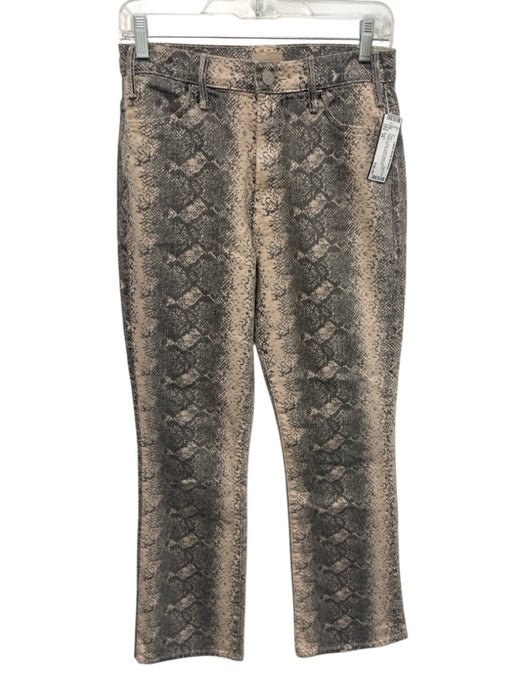 Mother Size 28 Cream & Gray Cotton Blend Denim Snake Print Bootcut Pants Cream & Gray / 28