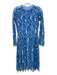 Jessie Liu Size S Blue Print Cotton Blend Lace Overlay Pleated Applique Dress Blue Print / S