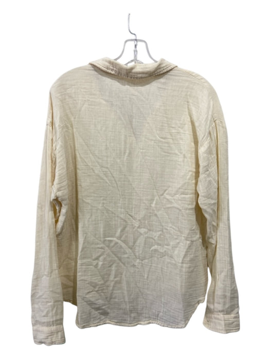 Dylan Size S Cream Cotton Gauze Half Button Long Sleeve Top Cream / S