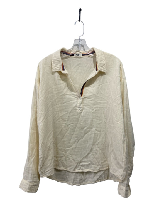 Dylan Size S Cream Cotton Gauze Half Button Long Sleeve Top Cream / S