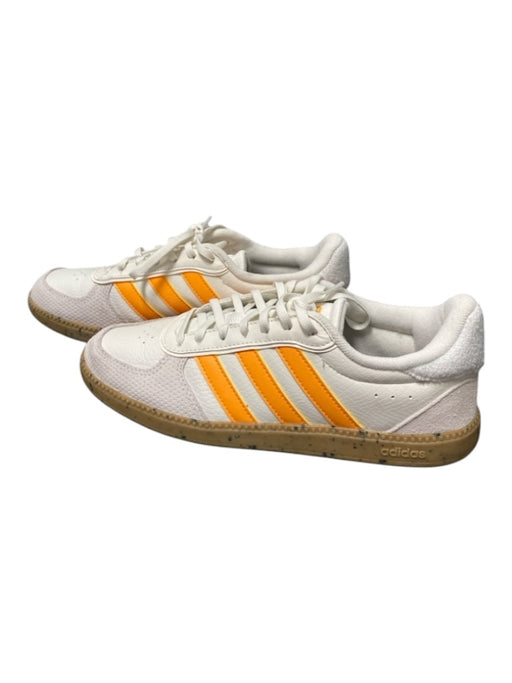 Adidas Shoe Size 8 White & Orange Leather & Suede Lace Up Low Top Sneakers White & Orange / 8