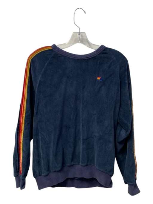 Aviator Nation Size Large Navy & Multi Polyester Blend Long Sleeve Crew Neck Top Navy & Multi / Large